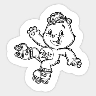 caring bear with roller skates Sticker